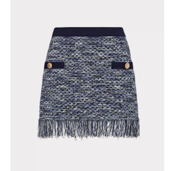 NWT Milly Kaia Textured Knit Cardigan Jacket & Skirt Set, Navy Multi | Small - Picture 4 of 13